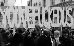 Students protest in Parliament Square, London, UK on December 9. 2010